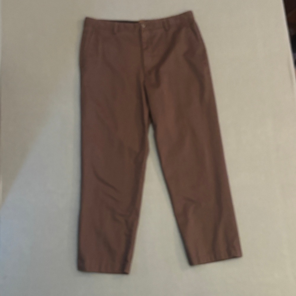 Tasso Elba Mens Chino Pants Brown 100% Cotton Size 36x30 Straight Leg Flat Front